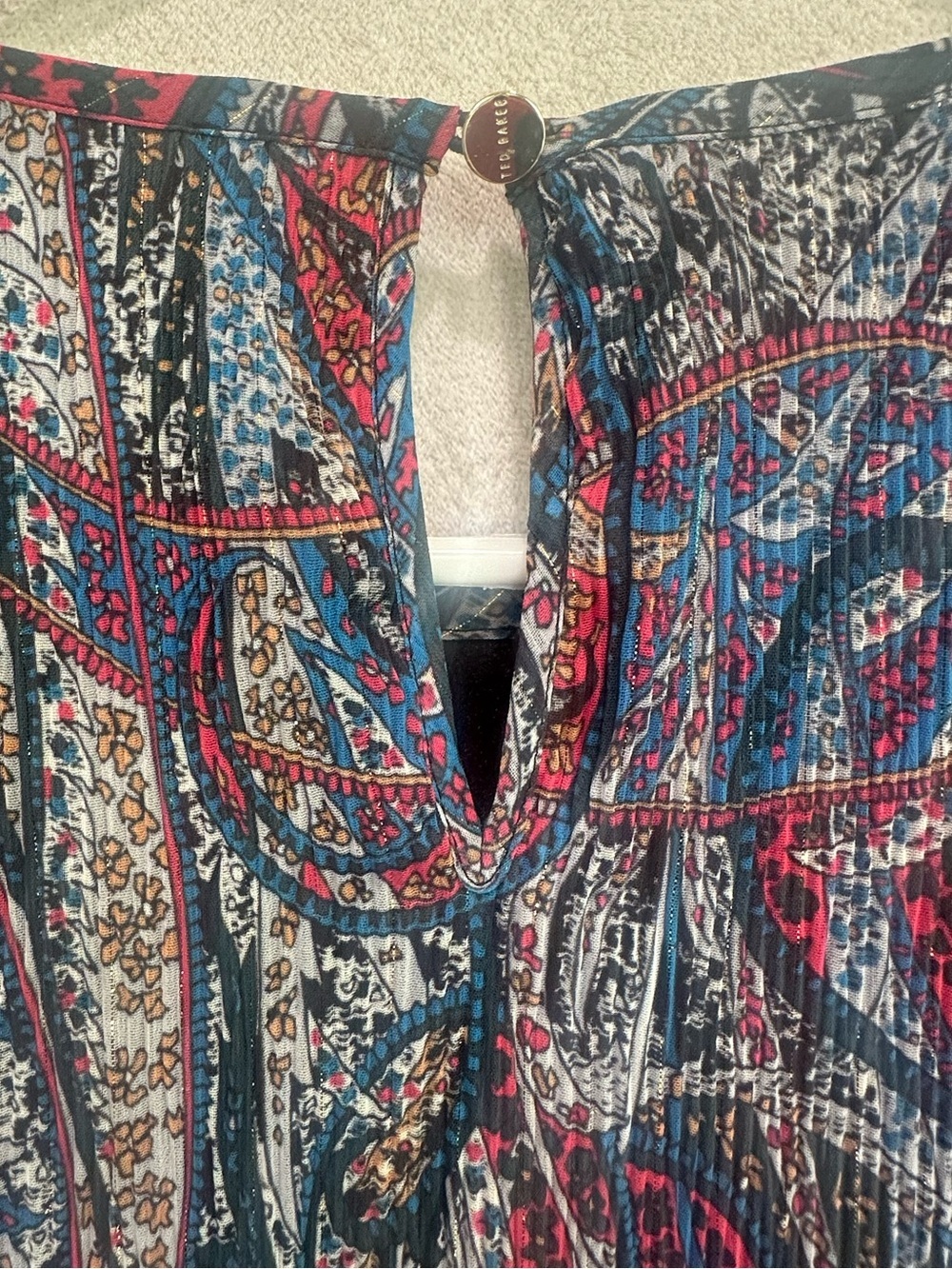 Ted Baker London Women's Beaatha Pleated Lined Paisley Print Top Sz 6/8 - Picture 12 of 15